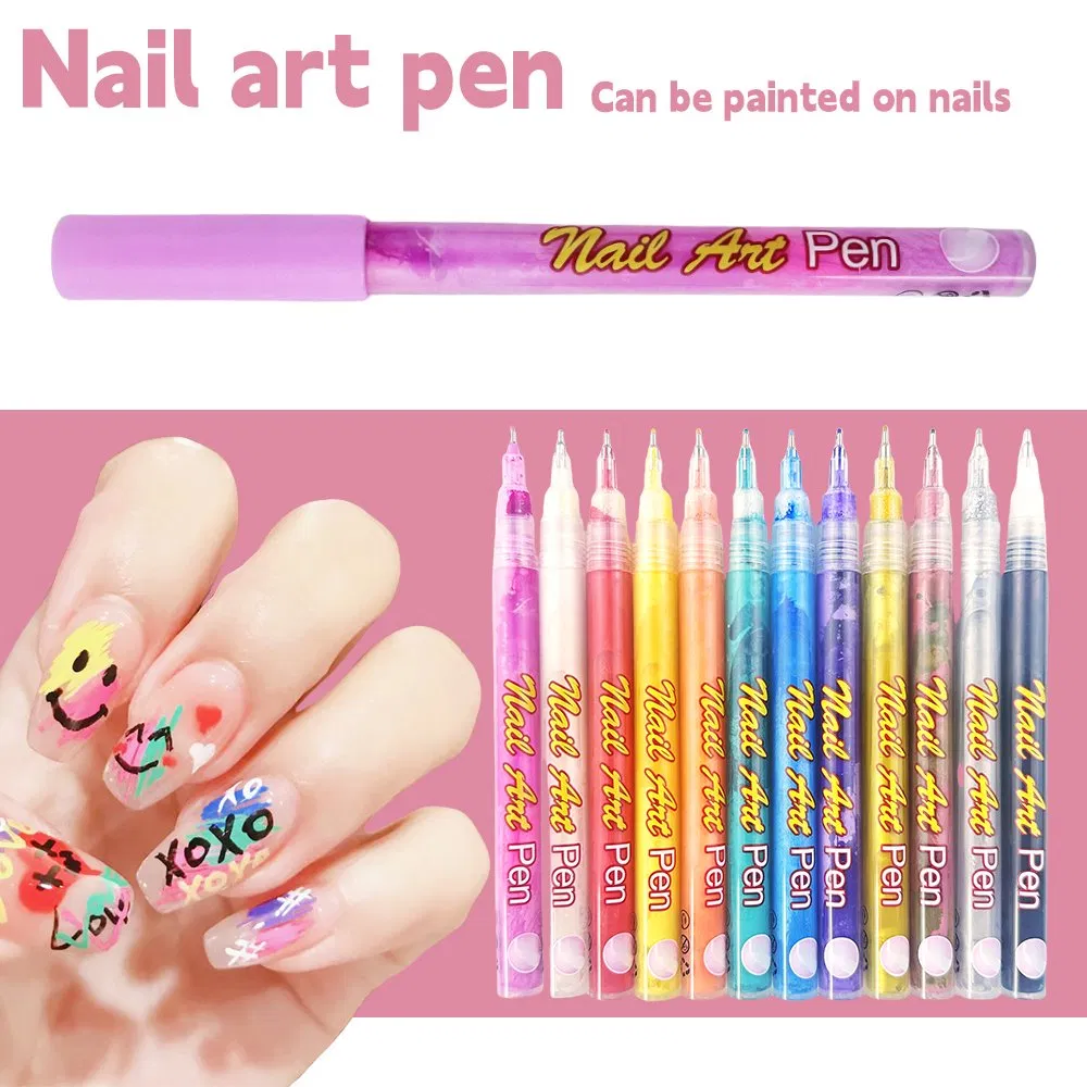 Fine Tip 3D Acrylic Paint Markers Quick-Dry Smudge-Proof Dotting Drawing Liner Pens Nail Art Brush for DIY Nail Art