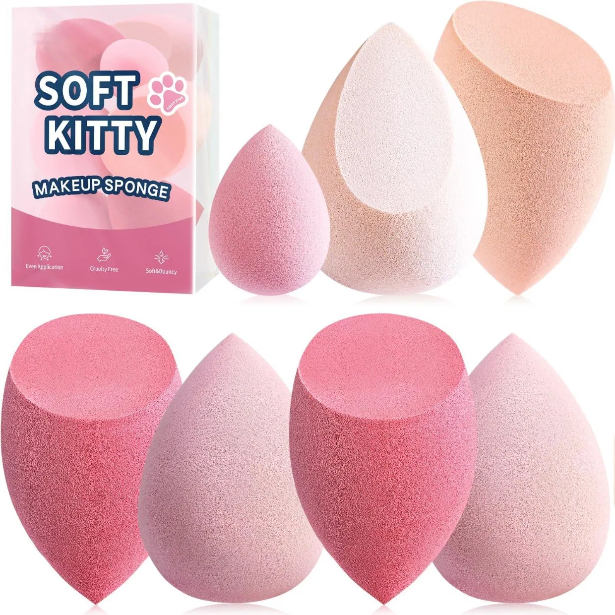 7 PCS Makeup Beauty Sponge Set for Liquid, Cream, and Powder, Latex Free