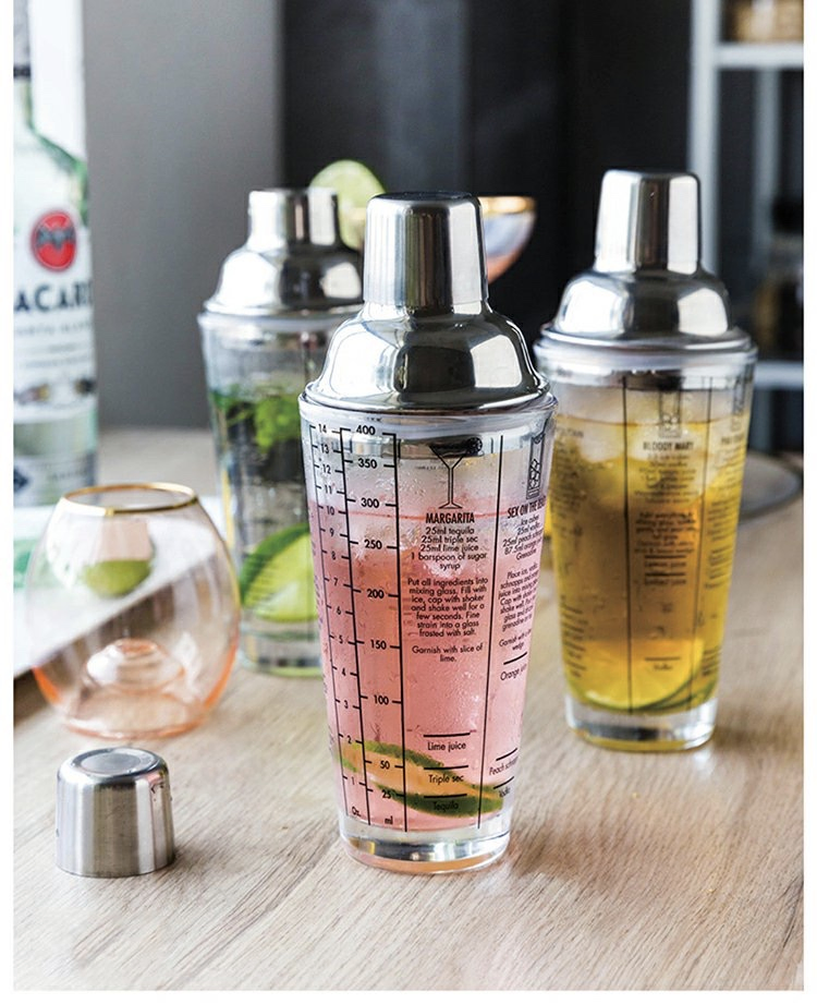400 Ml North European Creative Glass Cocktail Shaker with Stainless Steel