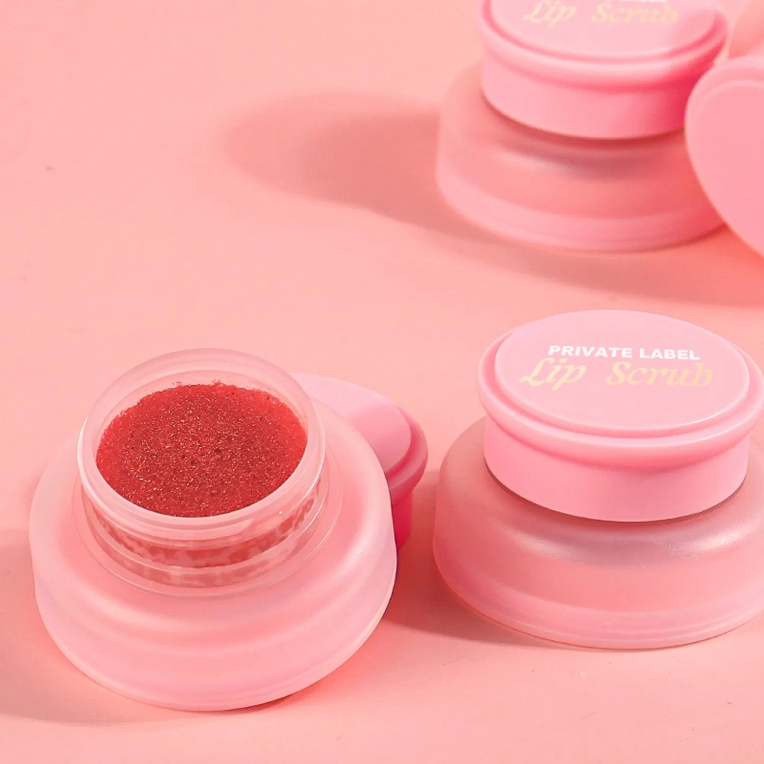 Pink Container Strawberry Lip Scrub Clean and Repair Lip Skin Adding Vitamin Private Label Wholesale Lip Scrub