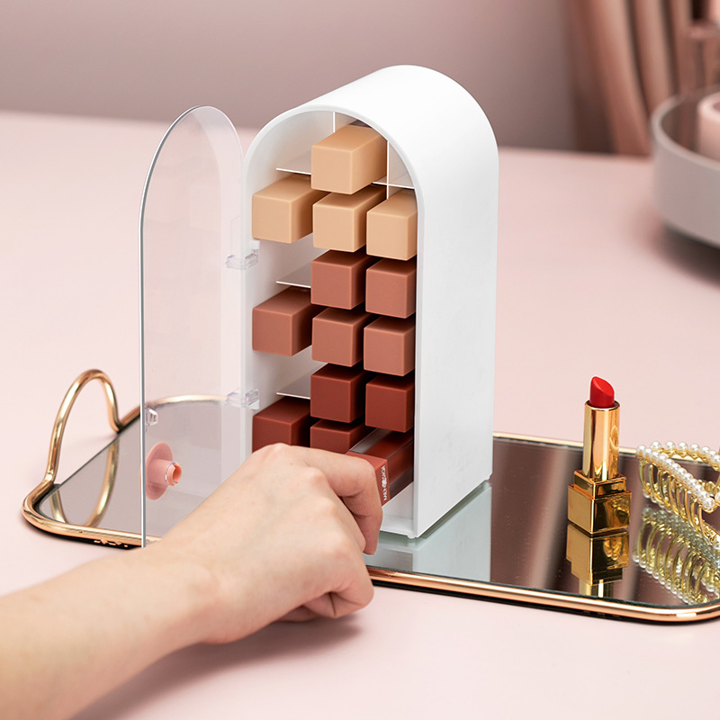 Lipstick Storage Box Small Dust-Proof Cover Multi-Grid Dresser Lip Gloss Rack Wbb15948
