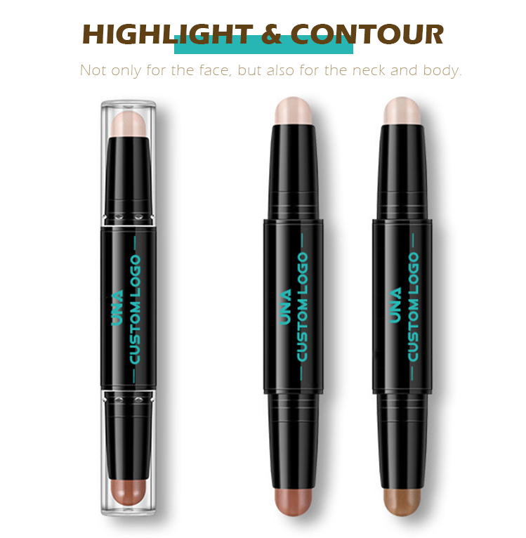 OEM ODM Custom 2 in 1 Face Makeup Waterproof Natural Concealer Shadow Highlighter Contour Stick