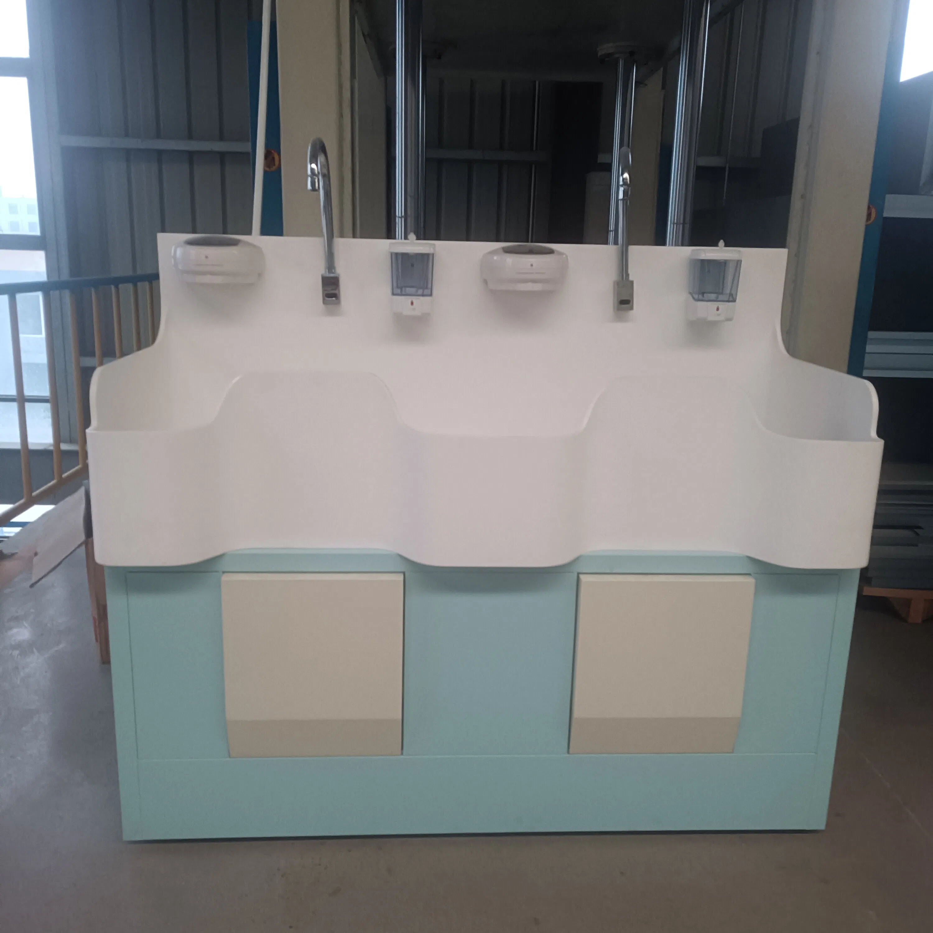 Factory Direct Medical Double-Station Polymer Hand Wash Sink for Hospitals