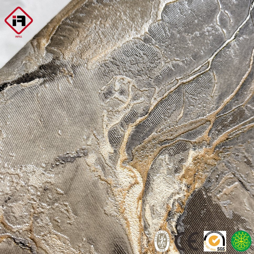 106cm Width Shining Wall Paper Home Decorative Paper Embossed Spruvel Marble Luxury Wallpaper PVC Vinyl Wall Decoration Building Material for Home