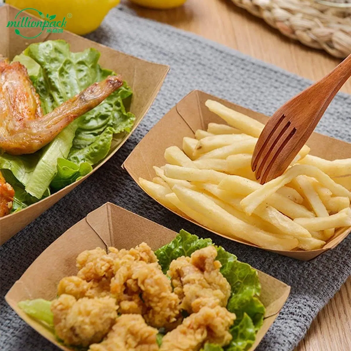 Food Grade Grease Proof Paper Boat Tray with Custom Logo Printing Service