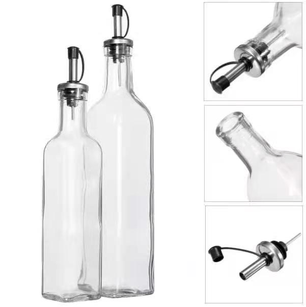 Whpolesale Transparent 100ml 250ml 500ml 750ml 1000ml Square Olive Oil Bottle with Lid