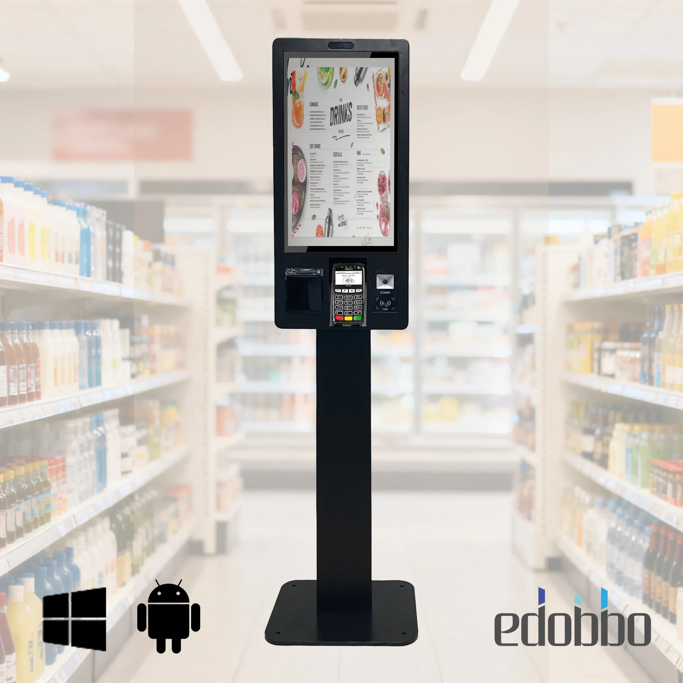 Kio238 23.8-Inch Touchscreen Windows&Android OS POS Self-Service Payment Machine WiFi NFC