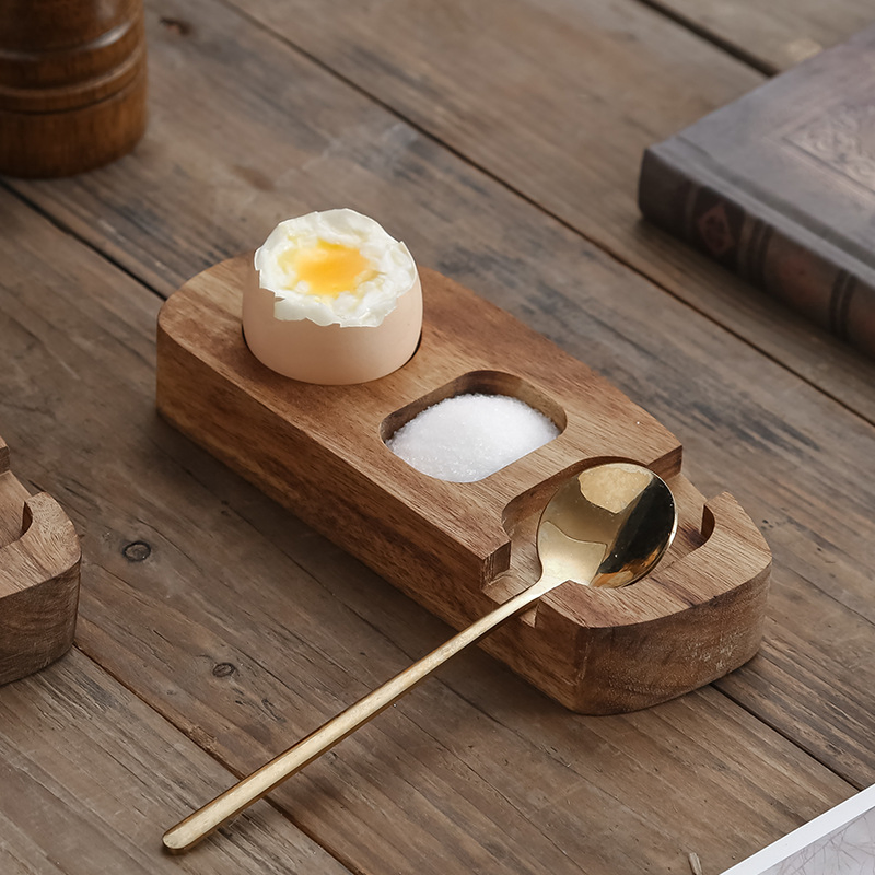 Acacia Wooden Egg Tray Egg Cup Holder Eggshell Cup Holder Egg Punch Holder