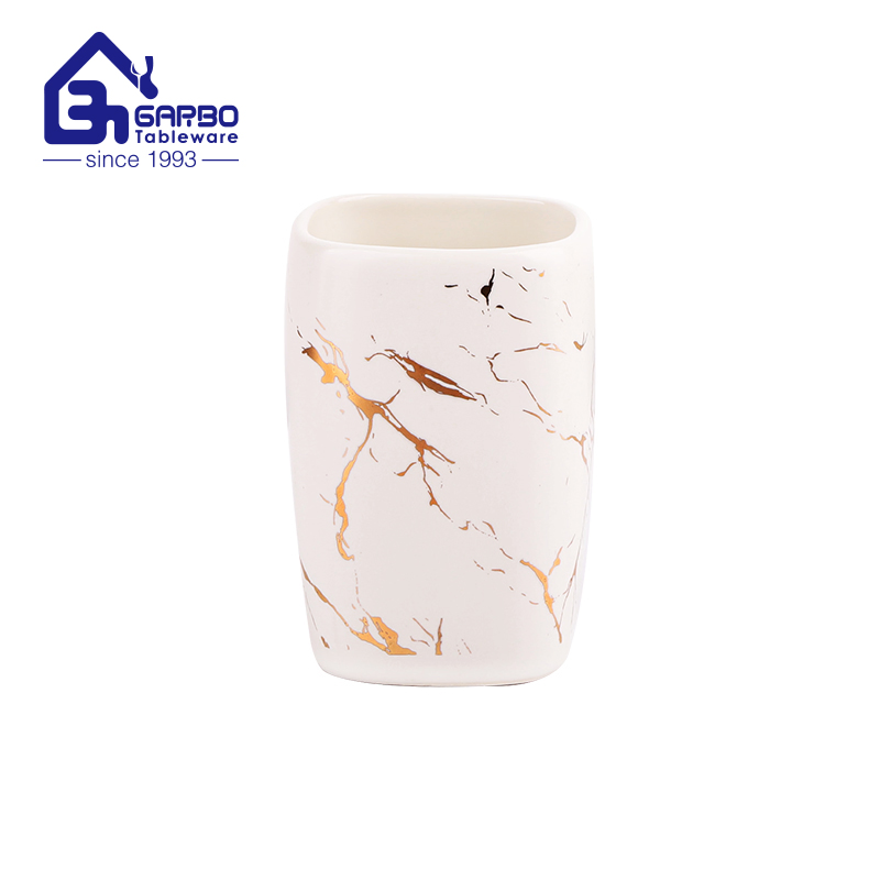 New Fashion Marbling Design 12oz/340ml Toothbrush Holder Tumbler Bathroom Use Ceramic Cup Tumblers Bathroom Set