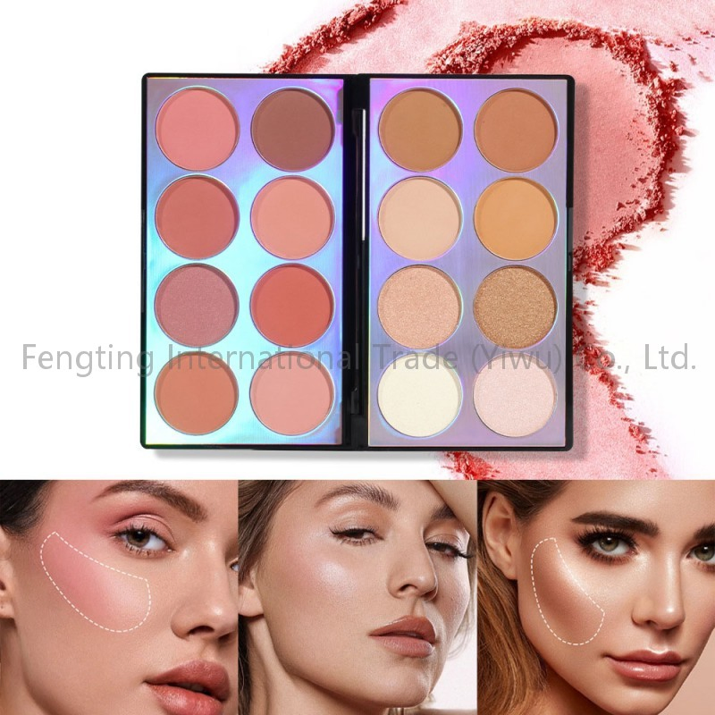 Private Label Creamy Blusher Waterproof Custom Make up Artist Palette 16 Color Face Blush Palette
