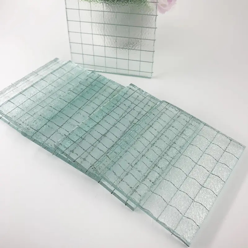 Stocked 6mm, 6.7mm Jinjing Glass Clear Nashiji Patterned Wired Glass