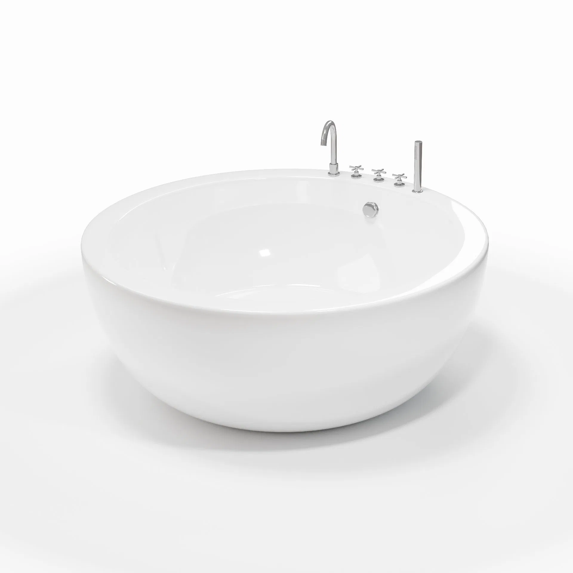 Гладкая акриловая ванна белая круглая