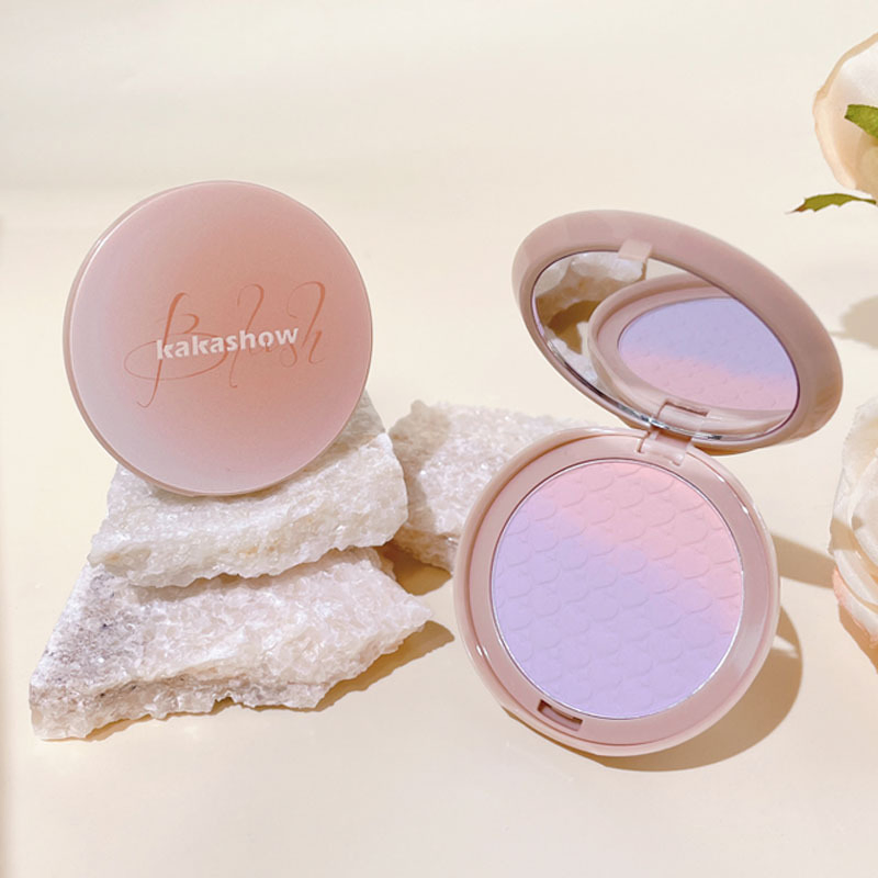 Matte Fine Shiny Face Plate Purple Cheek Blue Peach Milk Apricot Three Color Gradient Powder Blusher