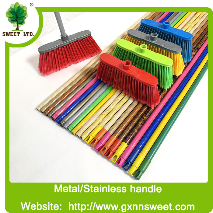 Wholesale Durable 110cm, 120cm, 130cm, 150cm Metal Covered Broom Handle/Broom Stick