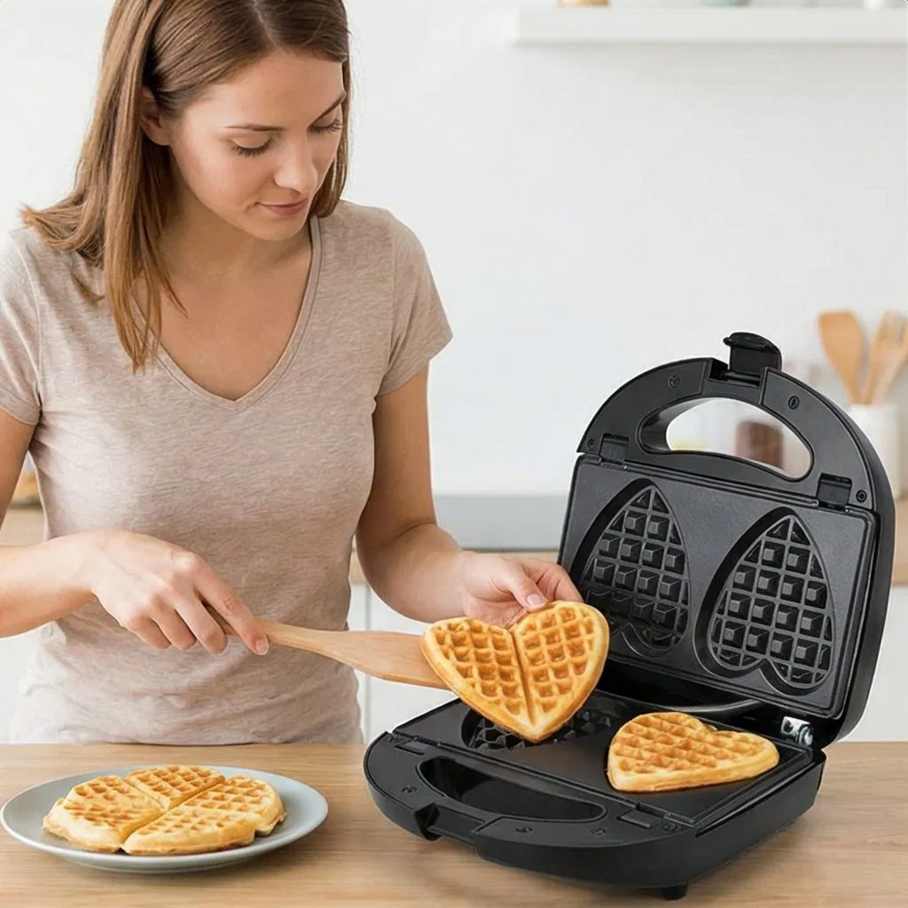 Non-Stick Heart Waffle Maker for Easy Clean and Perfect Shapes Ub-822