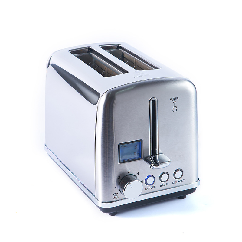 Stainless Steel Small European-Style Toaster with Display Screen Home Breakfast Toaster