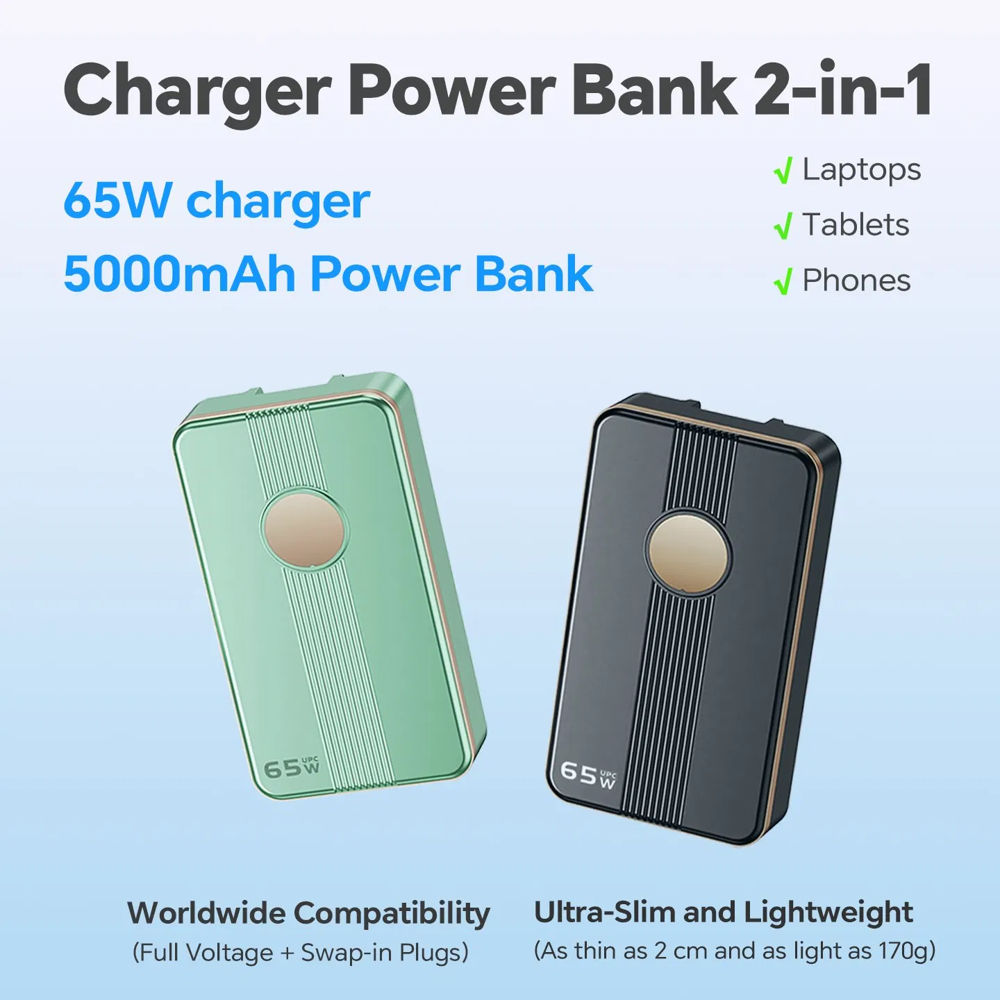 Портативное зарядное устройство 5000mAh с дисплеем и 65W