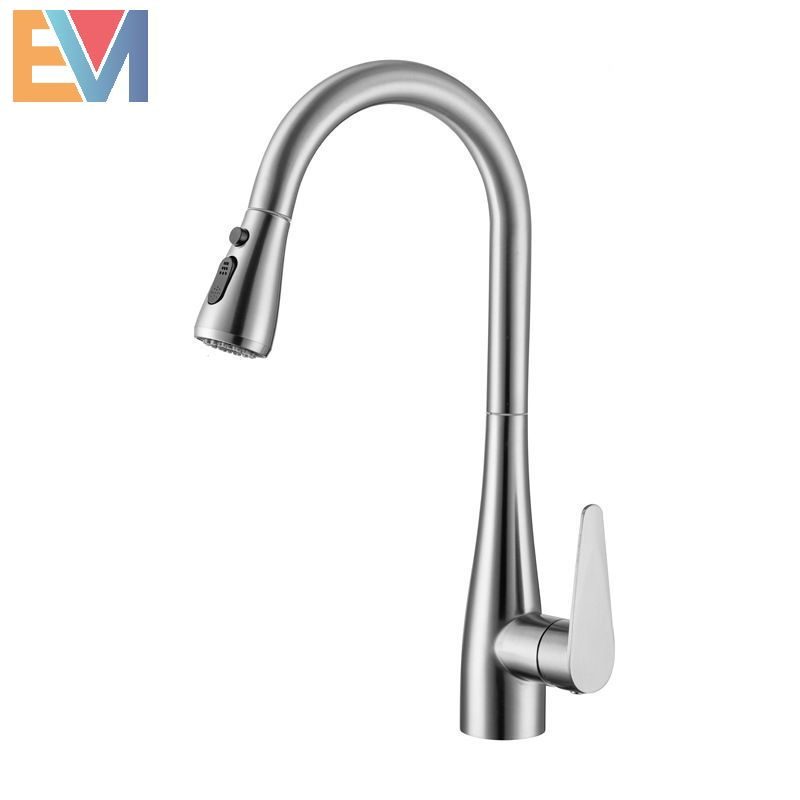 304 Stainless Steel Single Handle Water Pull out Kitchen Faucet