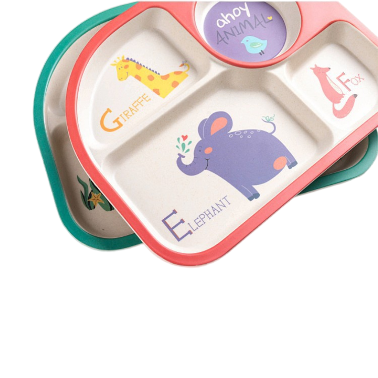 Eco-Friendly Bamboo Fiber Kids Feeding Set with Excavator Design