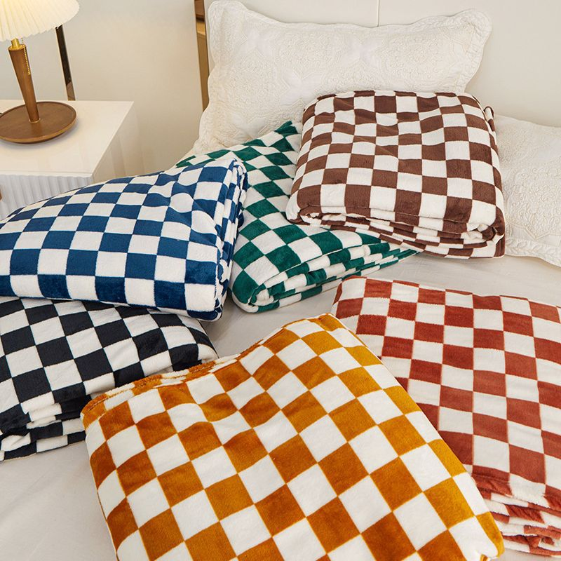 Hot Sale Checkerboard Fleece Blanket Queen Size Soft Warm Printing Fleece Chunky Cozy Winter Blankets Sofa Throw Blankets
