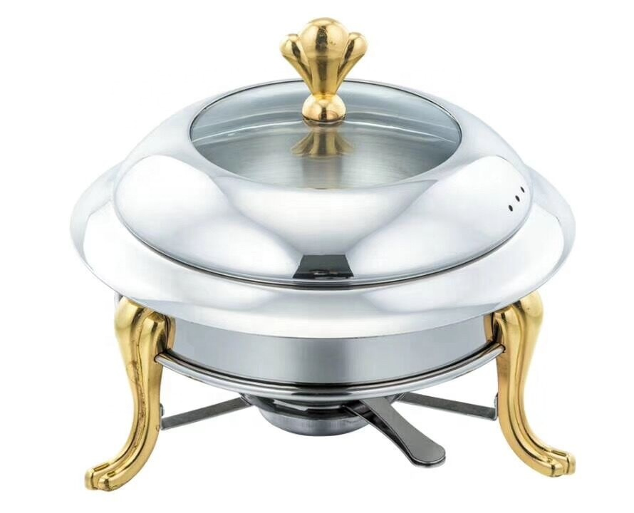 Stainless Steel Gold Accented Chafer Buffet Dish