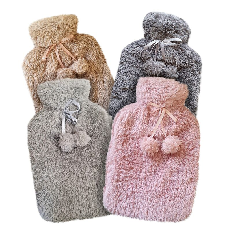 Good Quality Fluffy Soft Plush Warm Bag Natural Rubber Hot Water Bottle Bag with Customized Packing