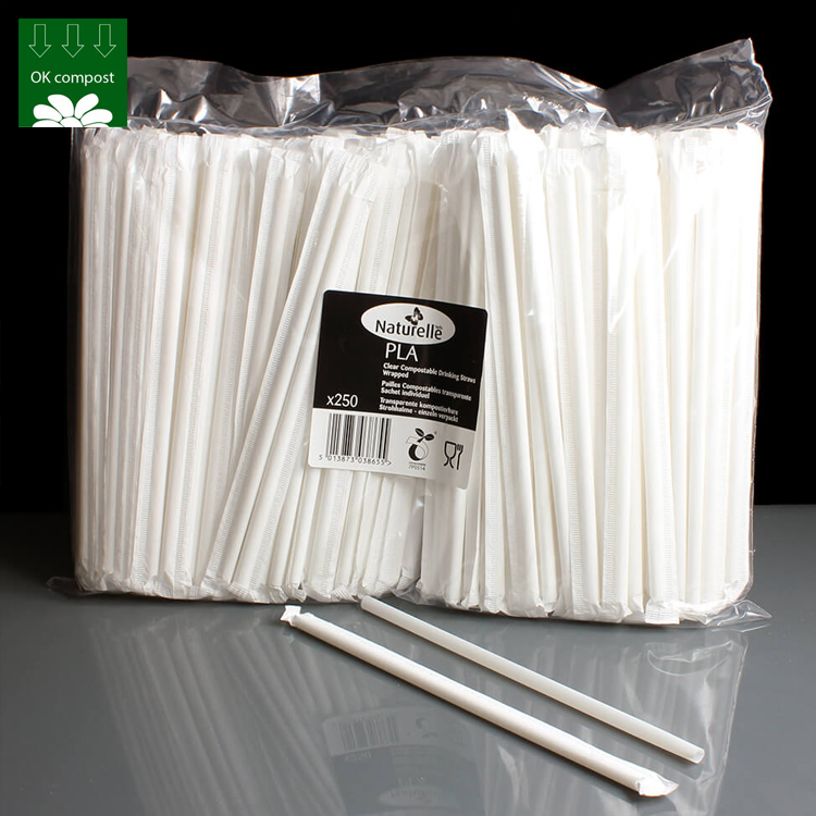 China Eco-Friendly Disposable Custom Logo Natural PLA 100% Compostable Black Straws
