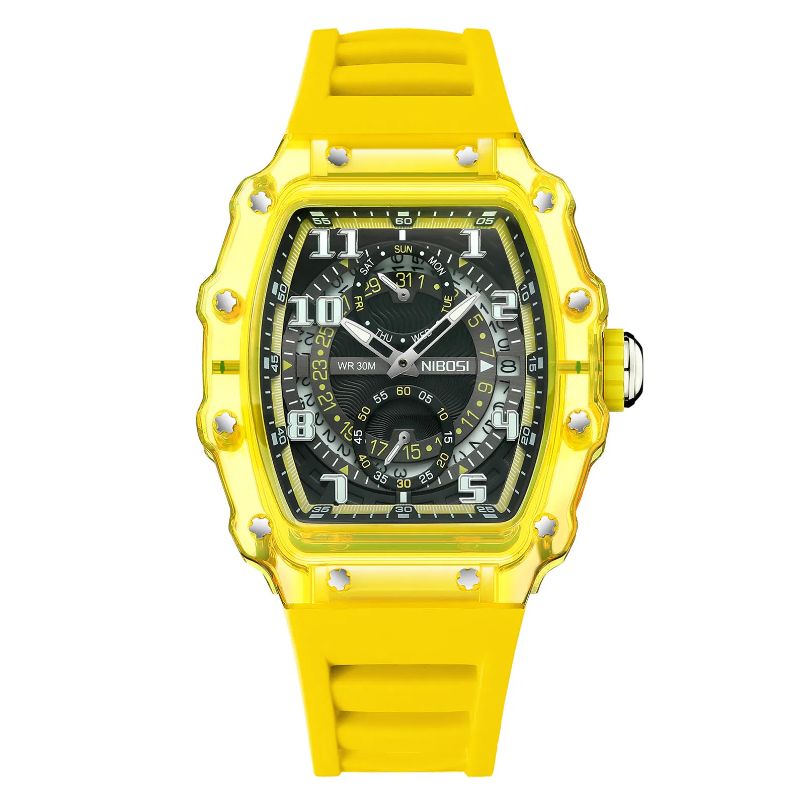 Men's Watches Waterproof Calendar Men Quartz Sport Square Luminous Watch for Men