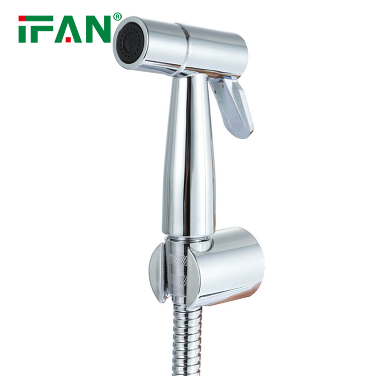 Ifanplus High Quality Toilet Bidet Sprayer Set with Shower Pipe and Wallshelf 1/2*1m Bidet Sprayer Sliver Bathroom Bidet Sprayer