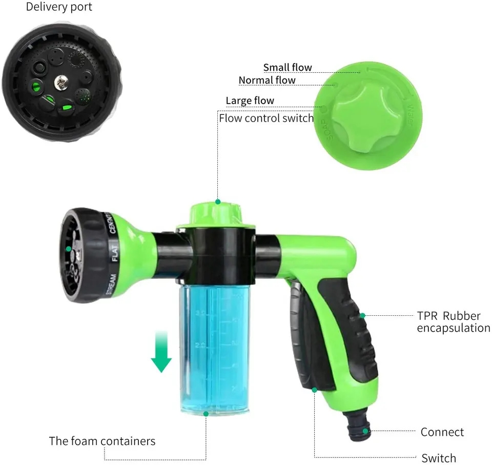 Пистолет для пены с манометром, садовый, для мойки авто