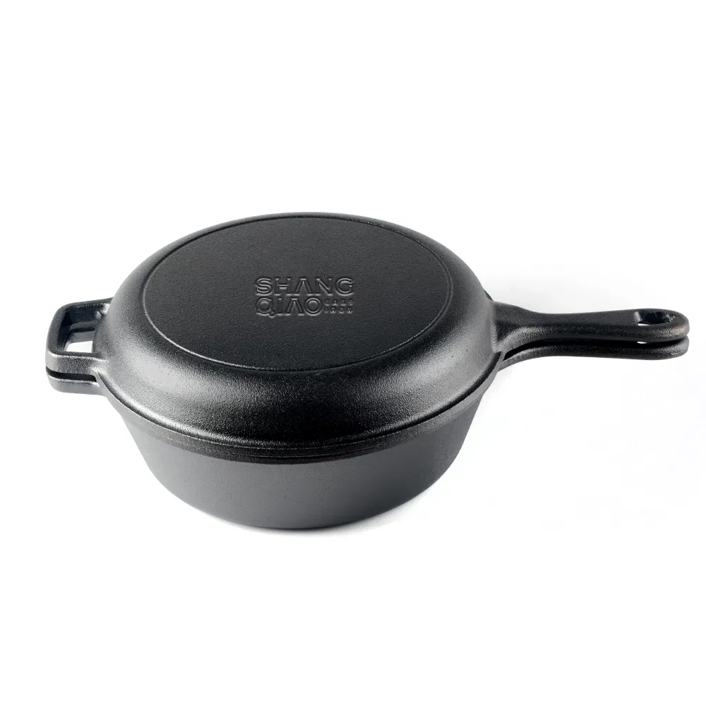 Чугунный комбо-котелок Dutch Oven с крышкой-сковородой