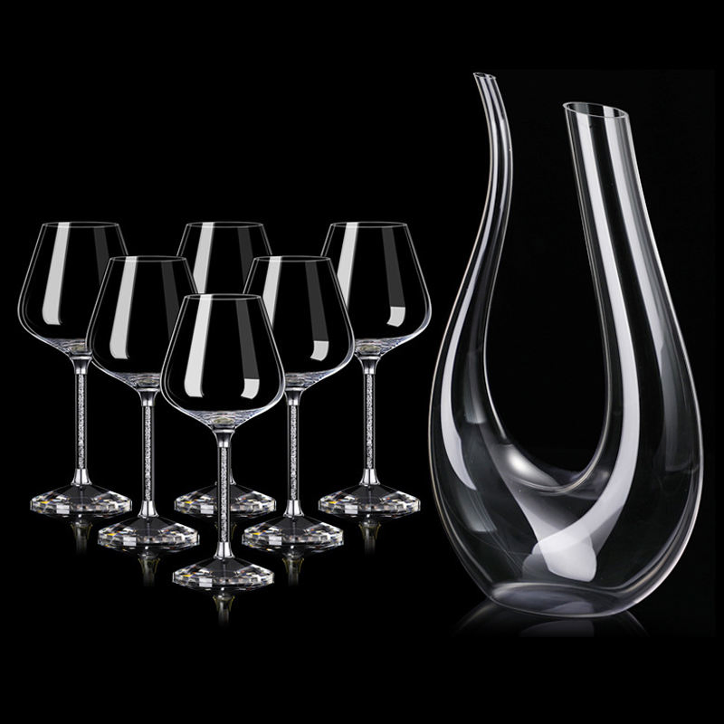 China Hand Made Home Bar Custom Personalized Creative 1500ml Wine Carafe Decanter Glass Set with Wine Glasses
