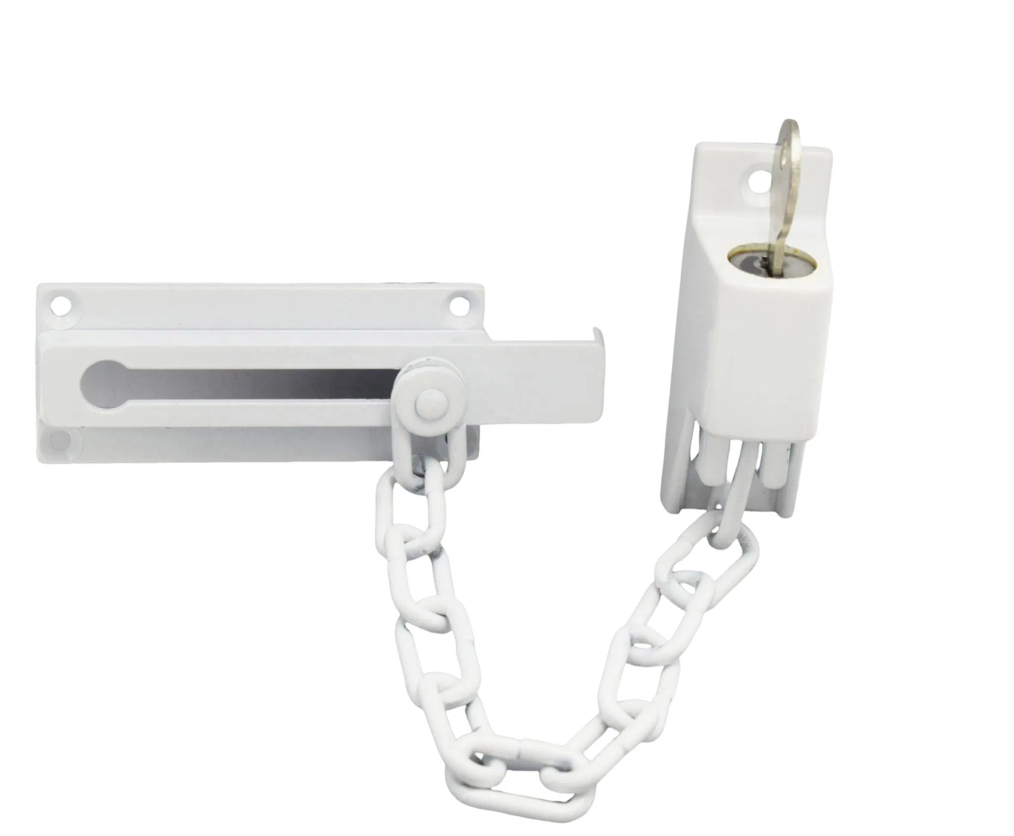 Keyed Chain Door Lock Die Cast Construction White Color Door Guard Chain