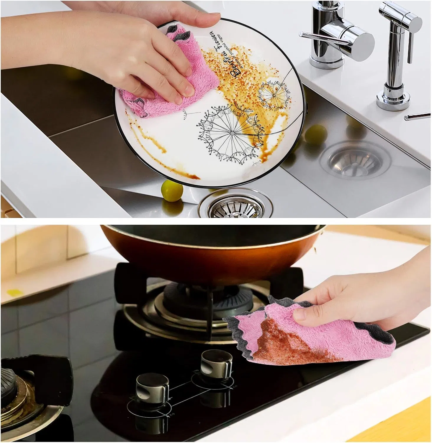 Luxurious Ultra-Soft Coral Fleece Dish Cloths for Easy Cleaning