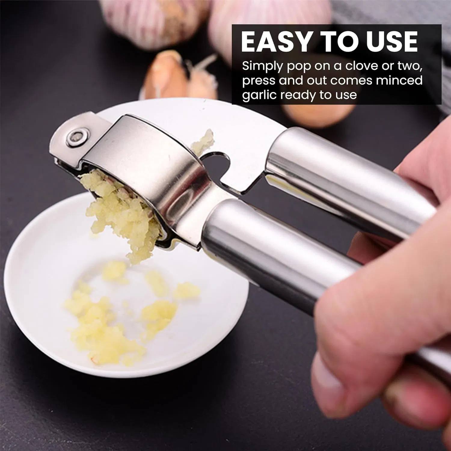 Rust-Proof Garlic Crusher Stainless Steel Garlic Press for Crushing