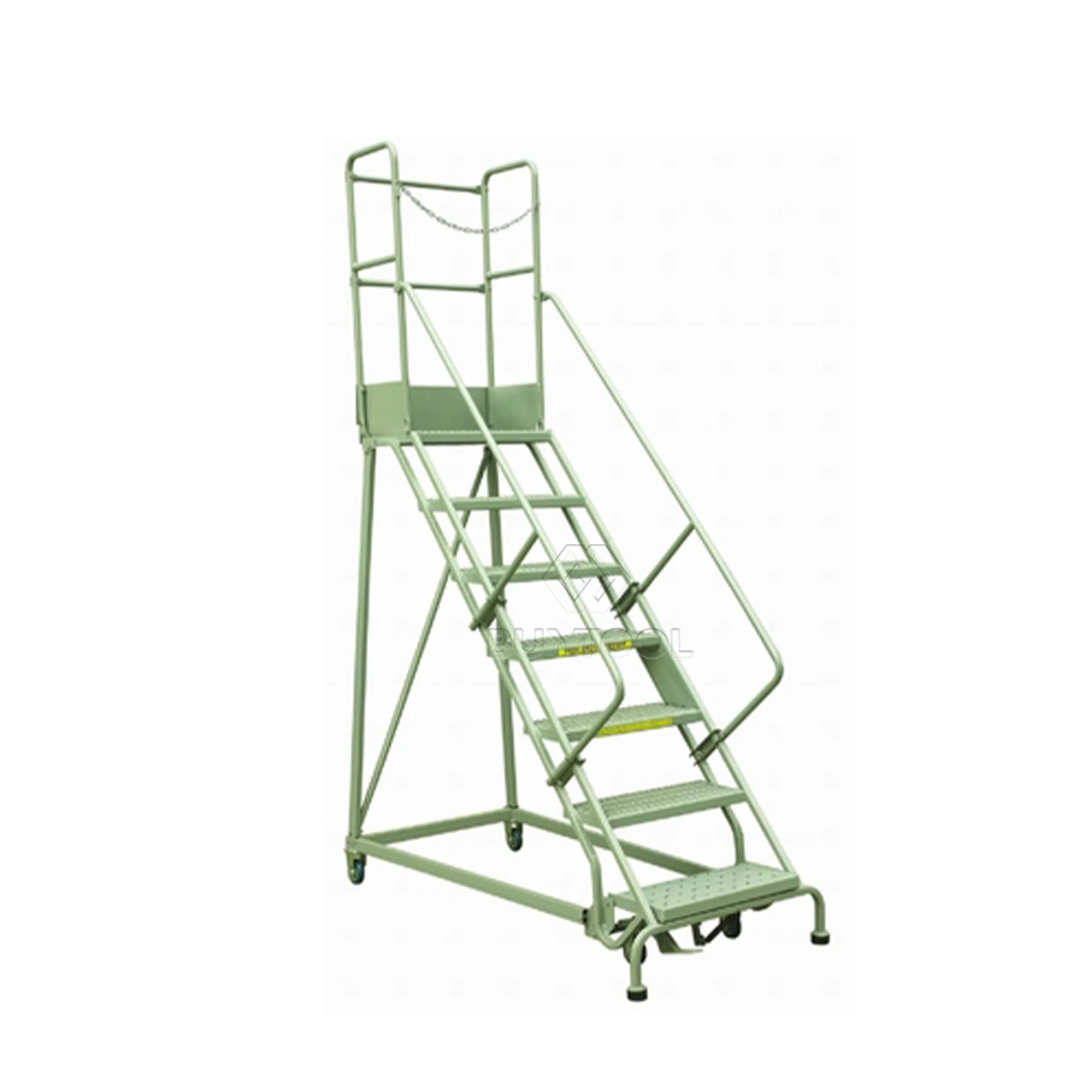 660lbs 7 Step Industrial Ladder with Platform Wheels Rolling Stock for Warehouses