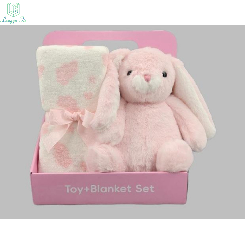 Wholesale Langyu Stuffed Animal Toys with Blanket Plush Dolls Kids Sleeping Blanket Cute Animal Doll Blanket Rabbit Blanket