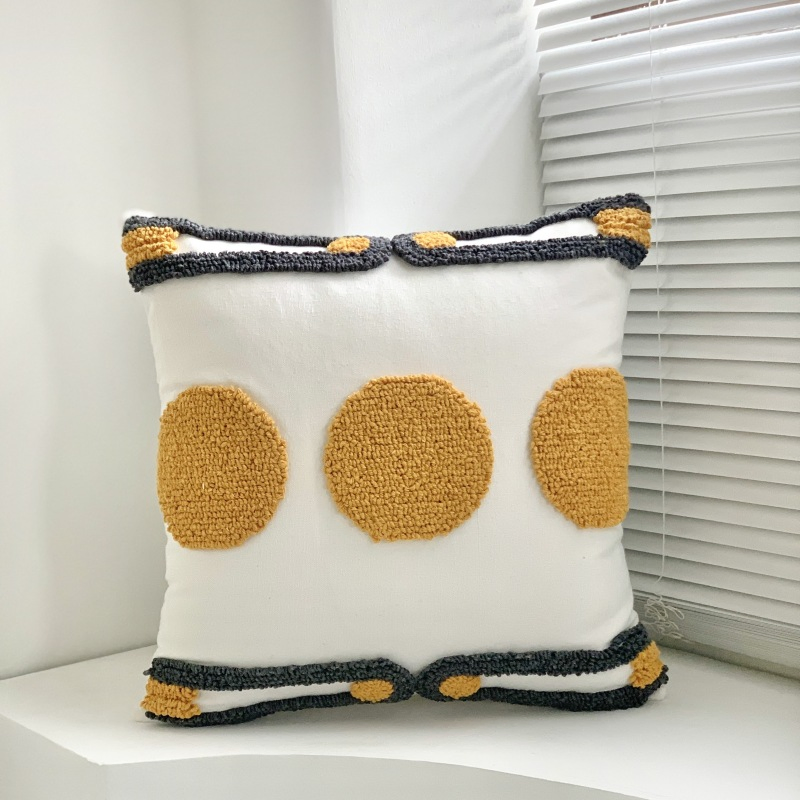 Bohemian Tufted Embroidery Pillowcase Moroccan Geometric Fringe Cushion Cover