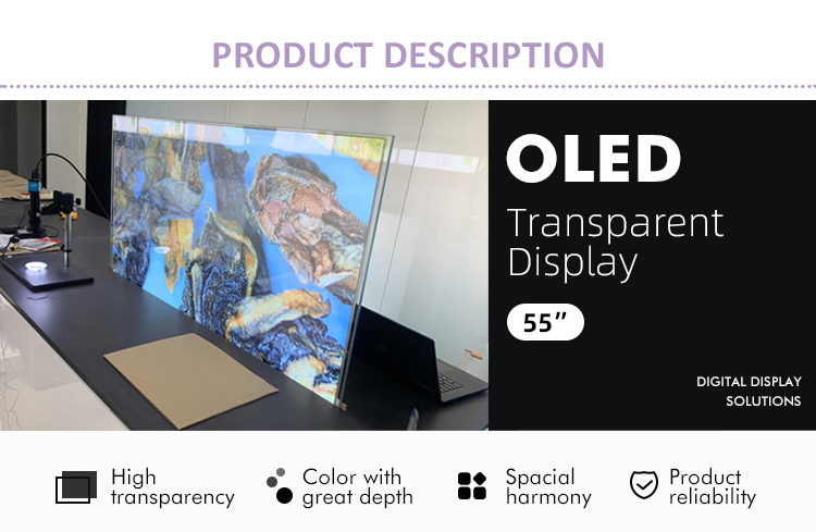 Прозрачный OLED дисплей 4K для цифровых вывесок
