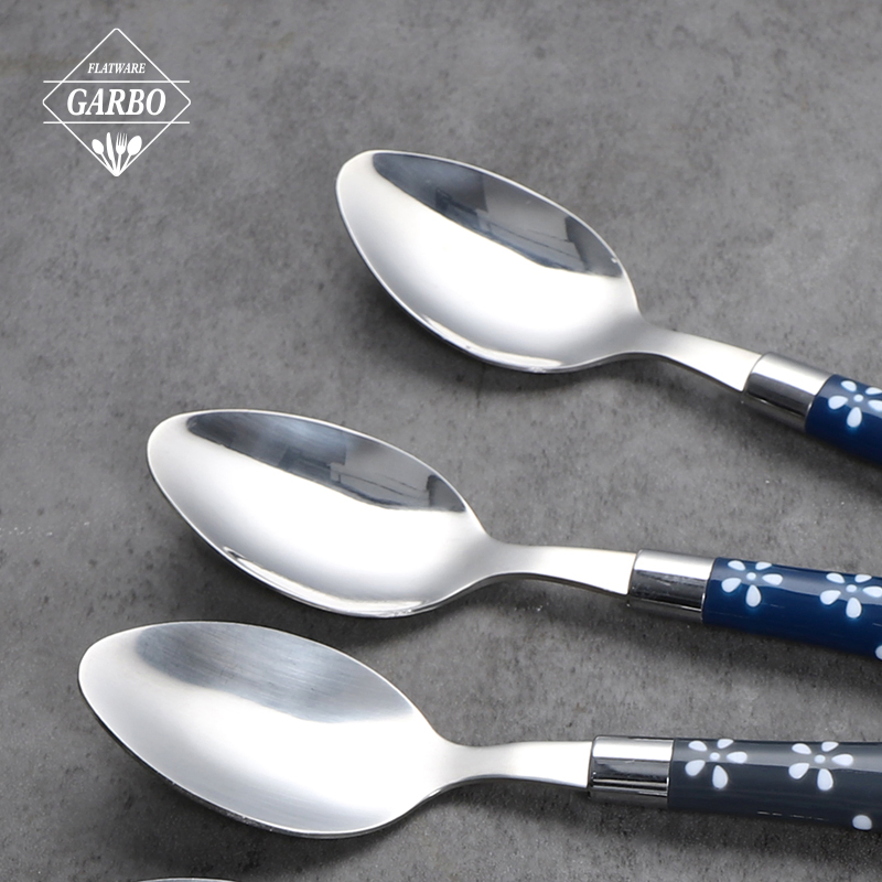 Sharp Blade Durable Ss 13/0 Dinner Knife Mirror Stainless Steel Knife with Printing Flower PP Plastic Handle
