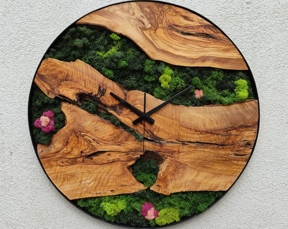 Made to Order Moss Wall Clock Personalized Gift, Wall Art, Custom Made Moss & Wood Wall Clock, Custom Wall Decor