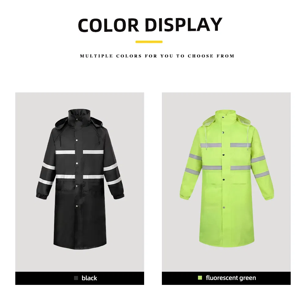 One Piece High Visibility Waterproof Raincoat Reflective Strips Outdoor Rainsuit with Hooded Custom Rainwear Work Clothes