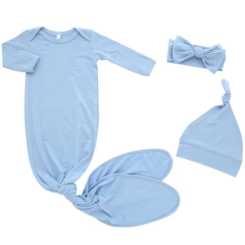 Newborn Bamboo Sleepwear Long Sleeve Baby Sleepingbag Custom Sleeping Knotted Gown