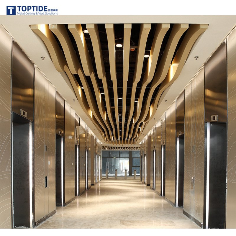 Customized Artistic Decorative Aluminum Profile Curved Baffle Ceiling for Commercial Building