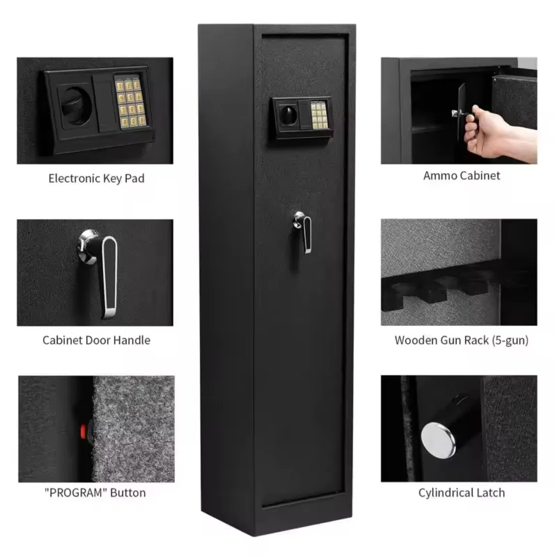 Factory Direct Sales Mechanical Key Lock Hidden Storage 5 Gun Long Gun Safe with Electronic Keypad Cabinet Security Safe