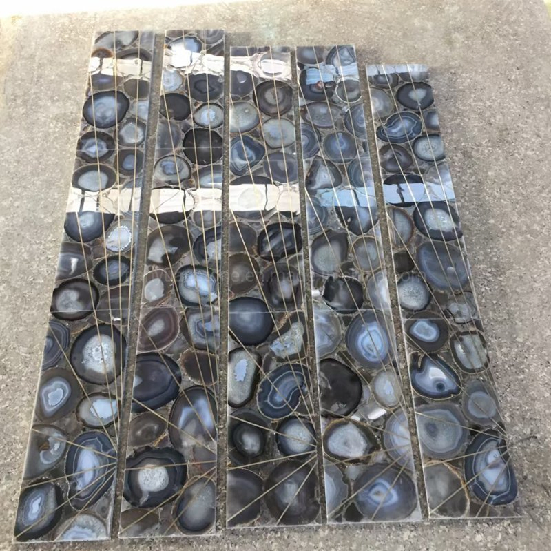 China Manufacturer of Semi Precious Stone Purple Agate Stone Tiles for Hotel Wall and Floor