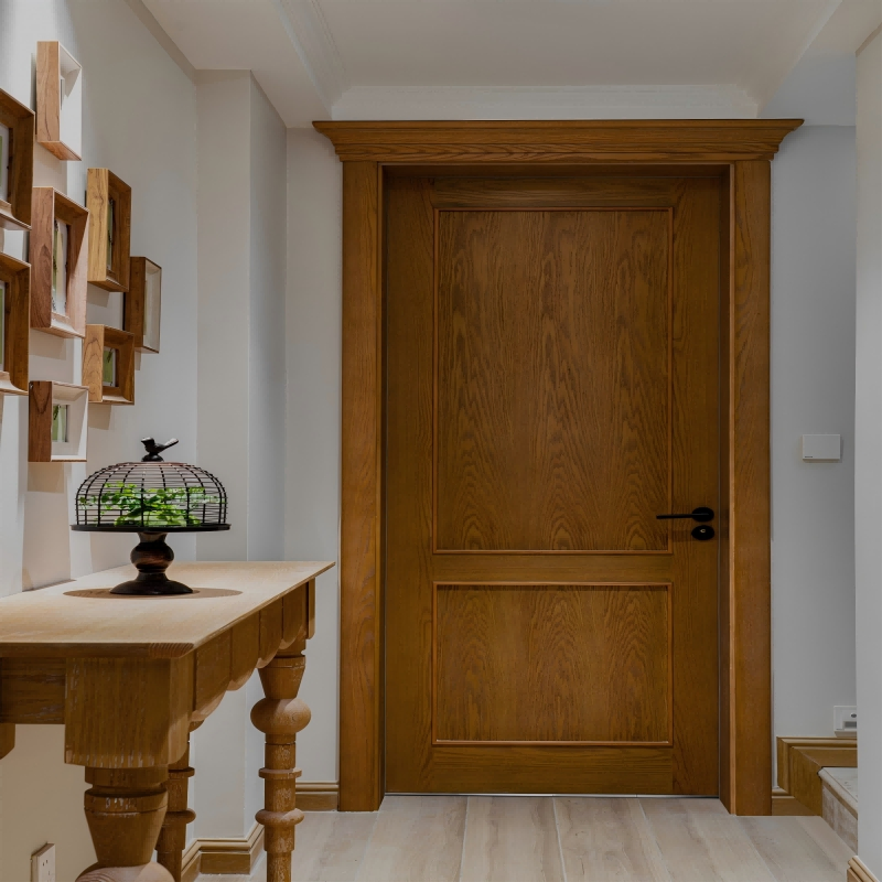 American Style Latest Simple Interior Walnut Wooden Doors Single Solid Wood Villa Interior Wood Door