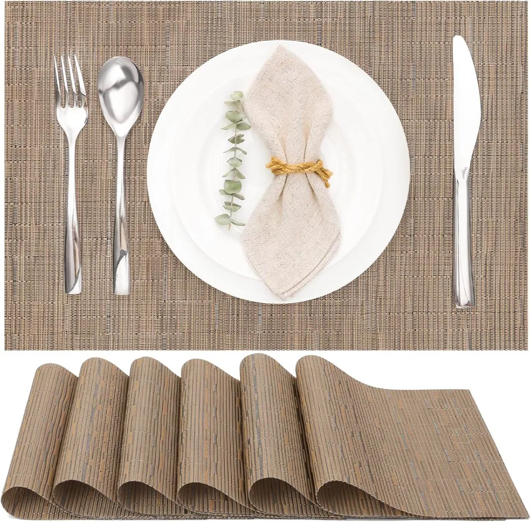 Non-Slip Washable Oil Proof Waterproof Heat-Resistant Woven Vinyl Placemats for Kitchen Hotel