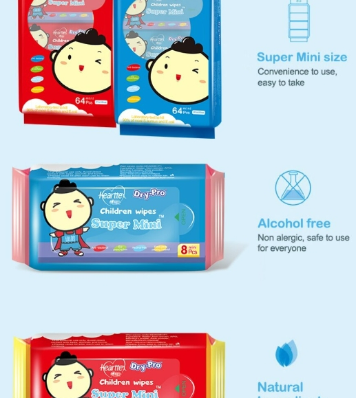 Face Mini Wet Wipe Tissue Biodegradable Small Pack Disposable Refreshing Eco Wet Wipe