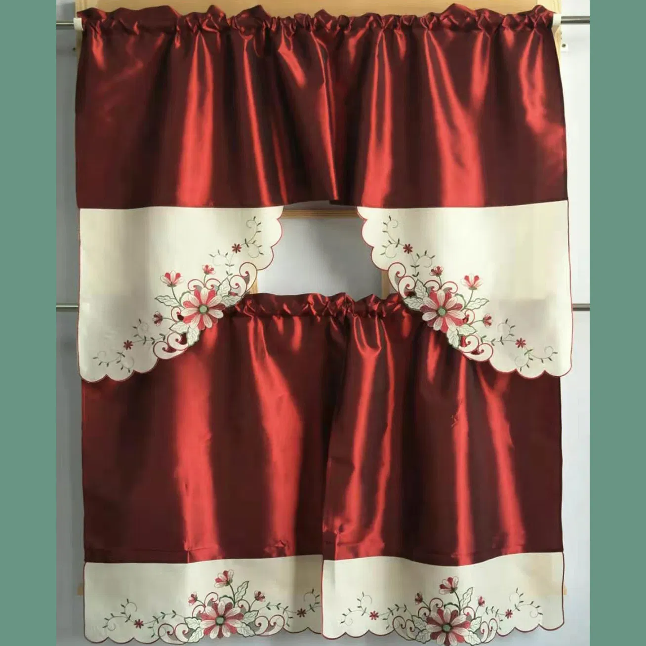 Patchwork Organza Lace Colorful Kitchen Curtain